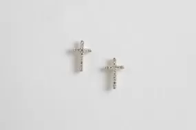 10k White Gold 0.06tcw Diamond Cross Stud Earrings (0.74g.)