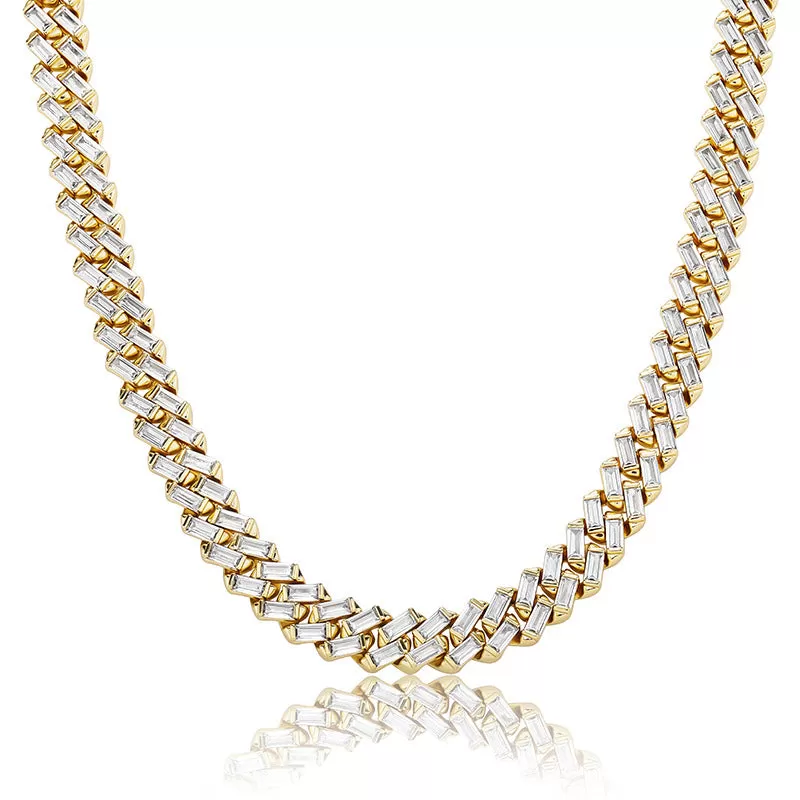 12mm Square Zircon Cuban Necklace