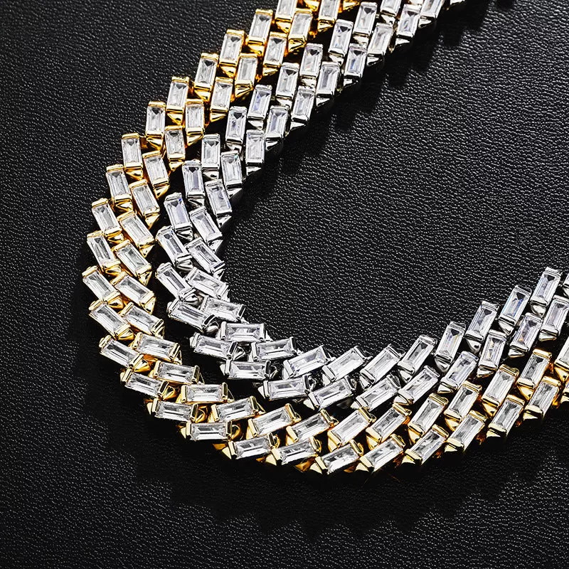 12mm Square Zircon Cuban Necklace