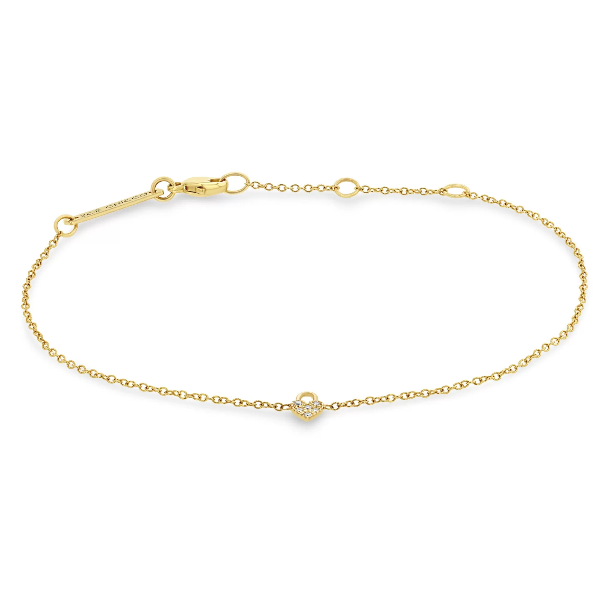 14k Itty Bitty Pavé Diamond Heart Padlock Bracelet