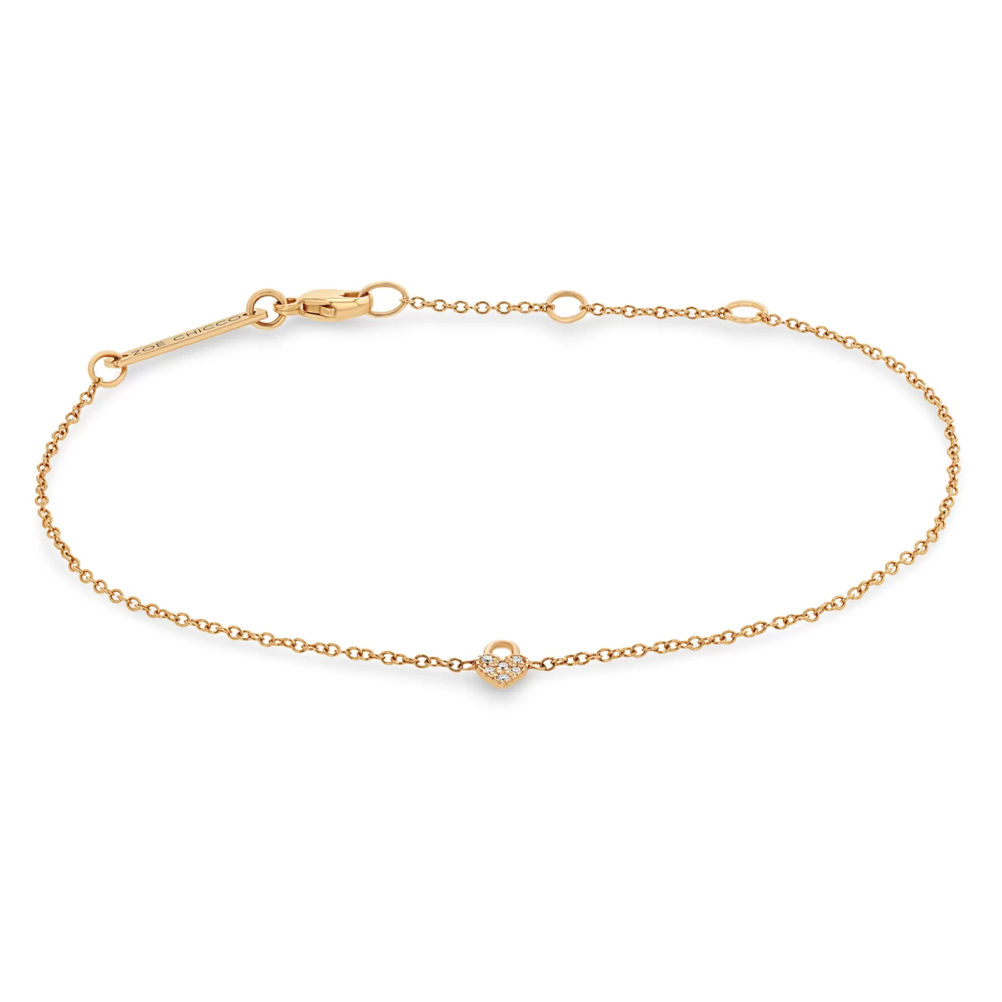 14k Itty Bitty Pavé Diamond Heart Padlock Bracelet