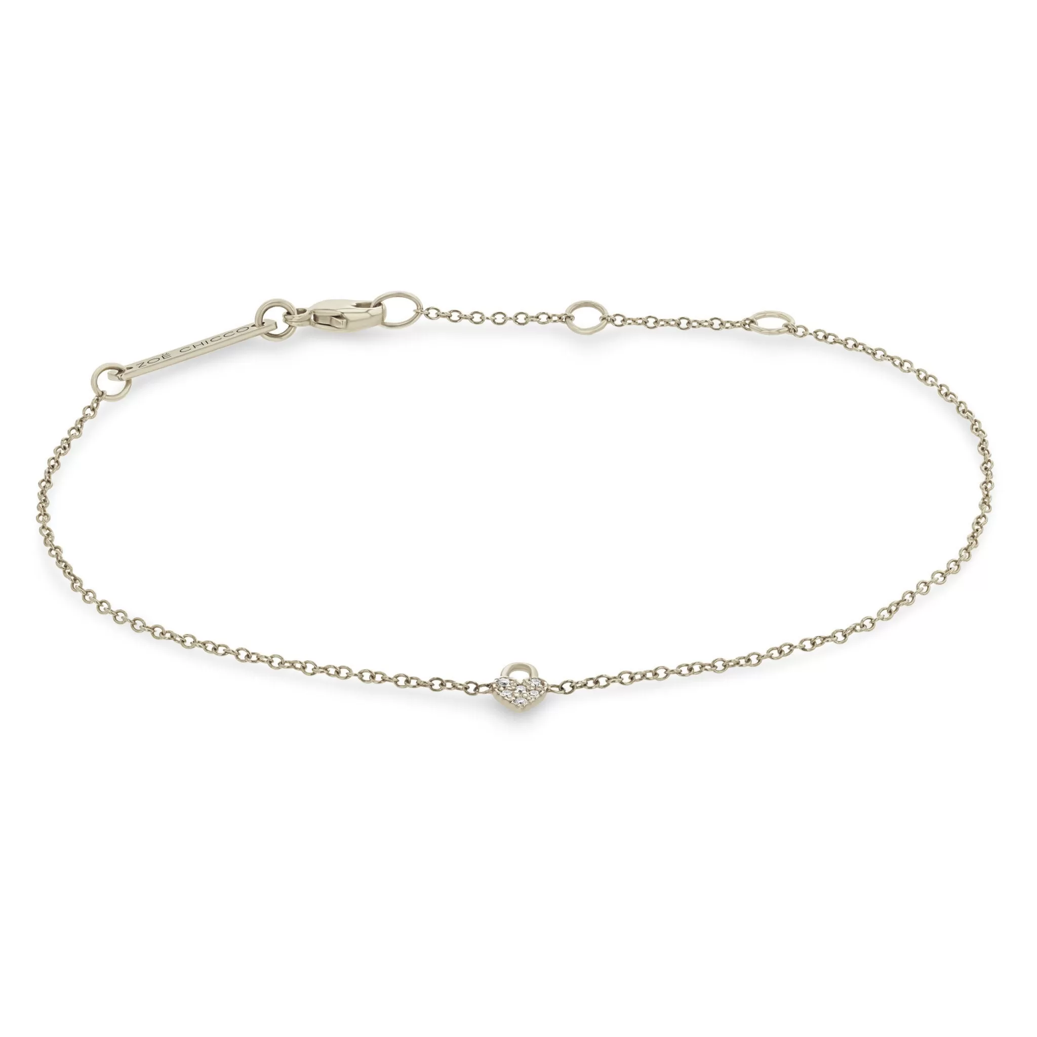 14k Itty Bitty Pavé Diamond Heart Padlock Bracelet