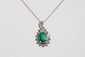 17'' 14k White Gold .60tcw Emerald & 0.50tcw Diamond Necklace (4.31g.)