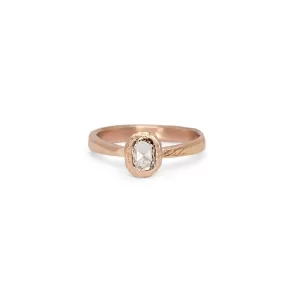 18K Light Brown Rose Cut Diamond Engagement Ring