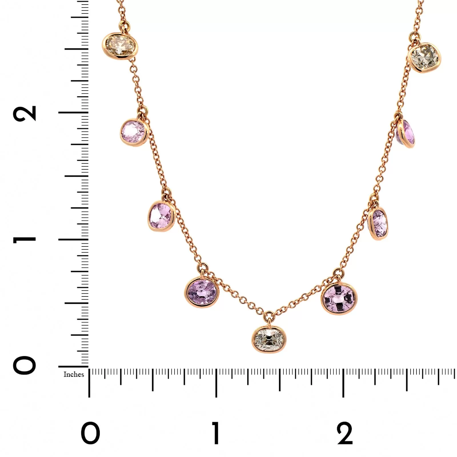 18K Rose Gold Multi Colored Sapphire and Brown Diamond Necklace