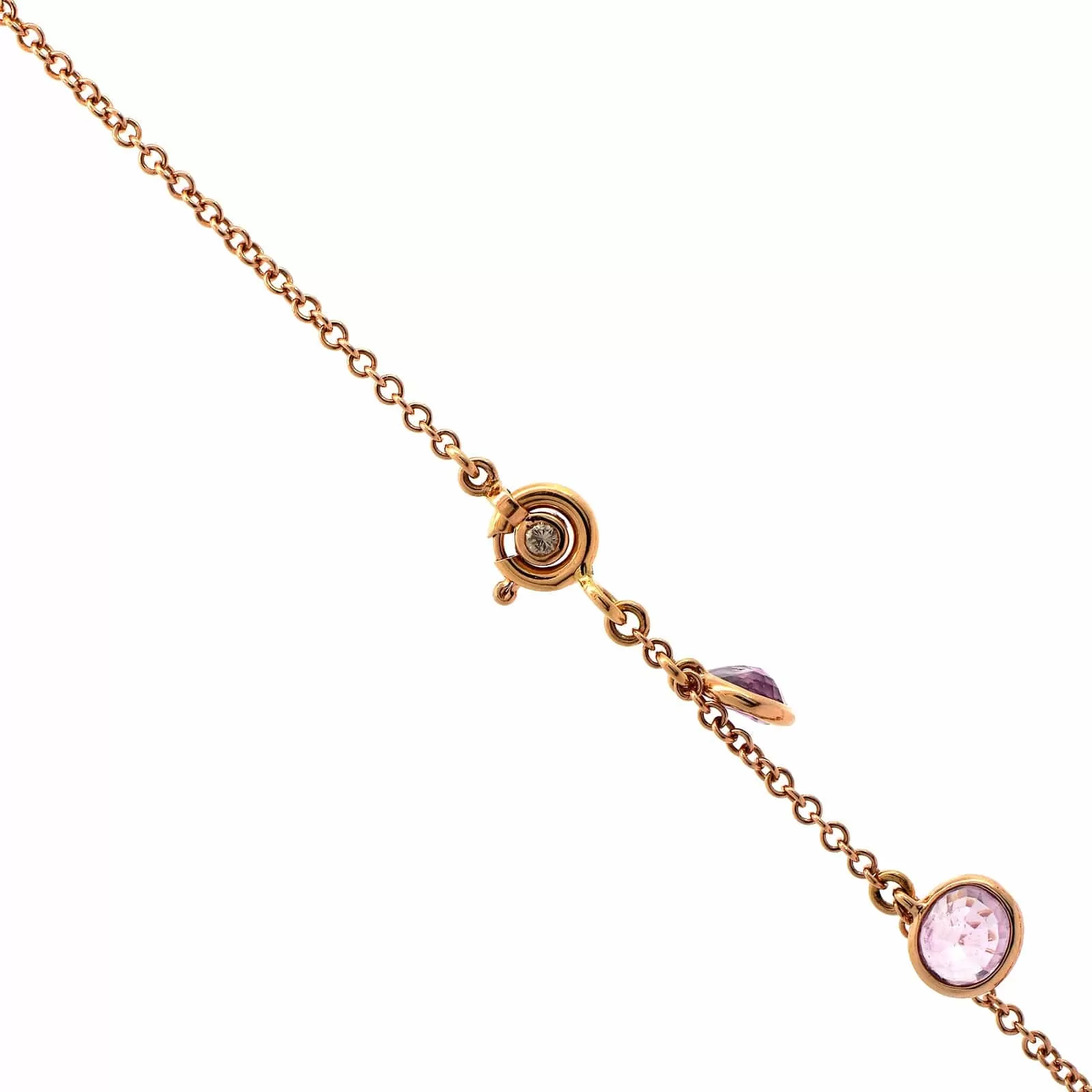 18K Rose Gold Multi Colored Sapphire and Brown Diamond Necklace