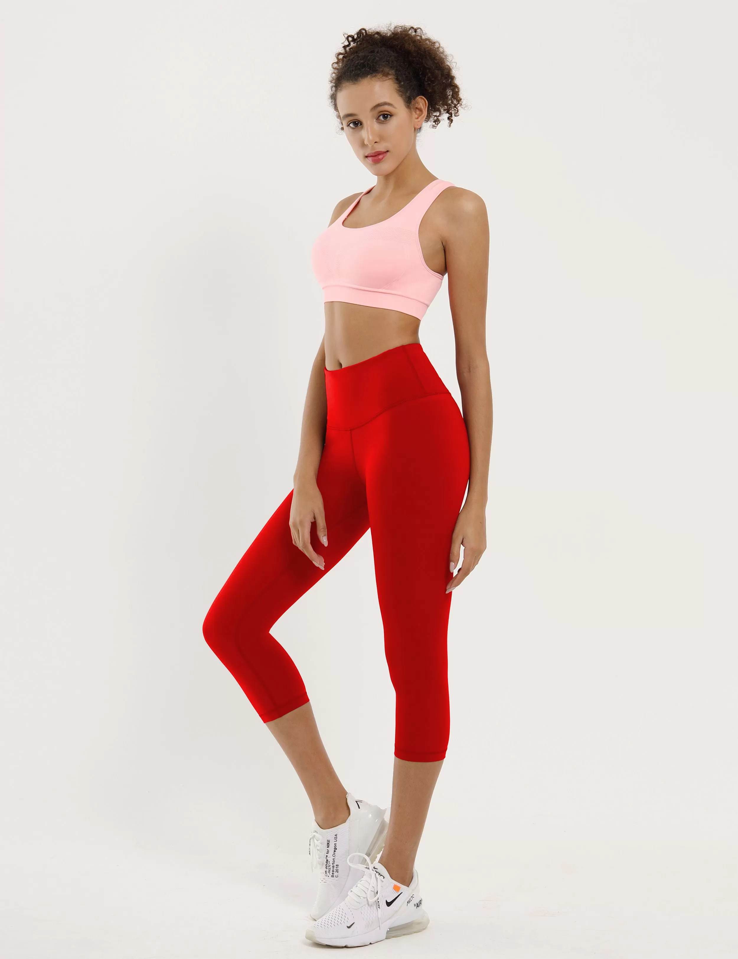 19" High Waist Crop Tight Capris scarlet