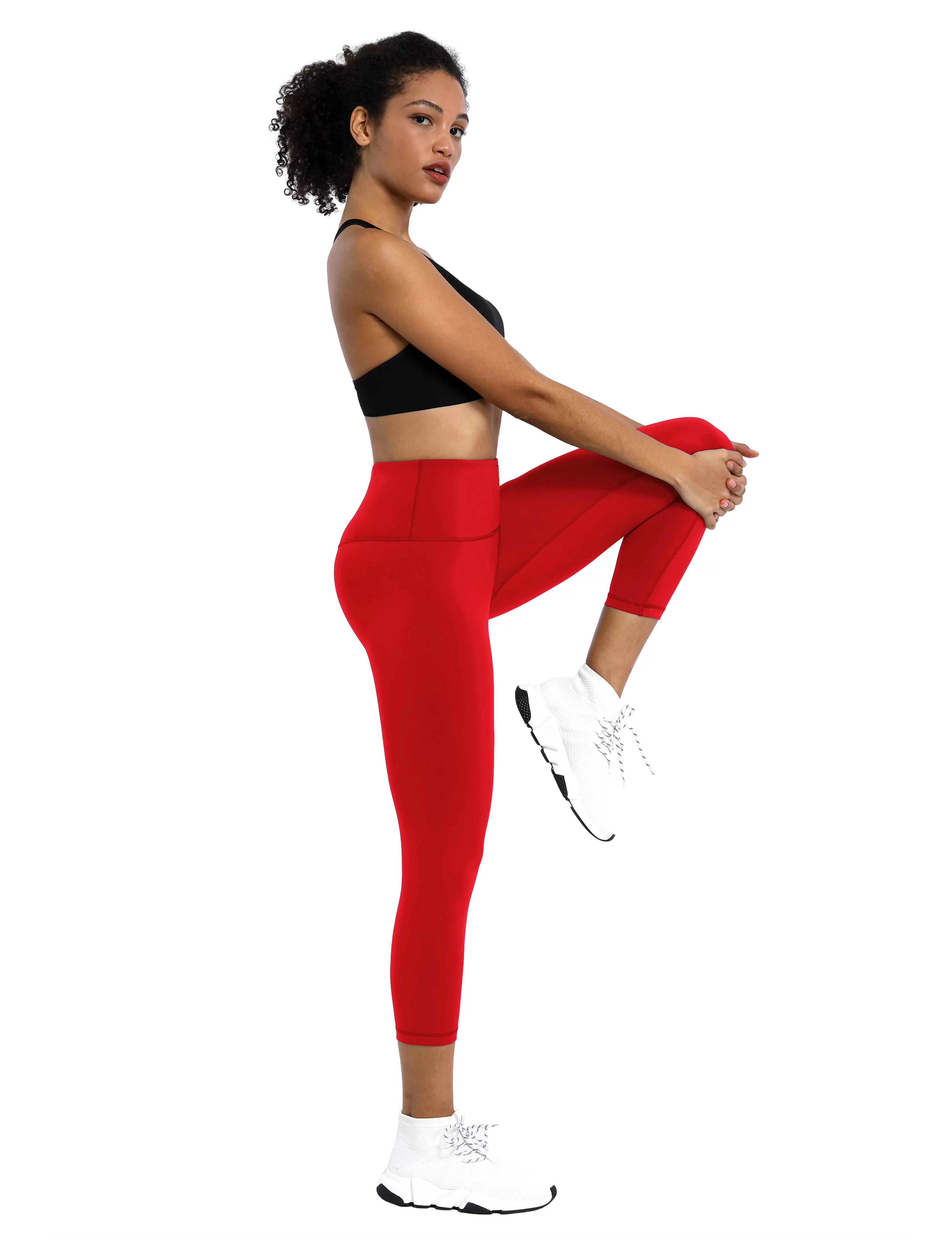 19" High Waist Crop Tight Capris scarlet