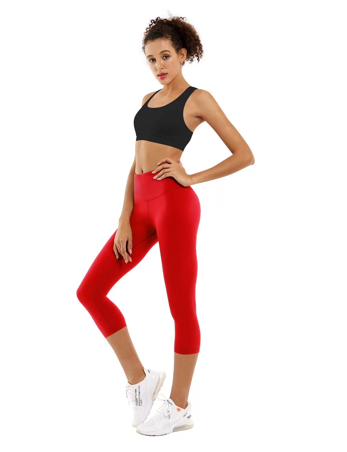 19" High Waist Crop Tight Capris scarlet