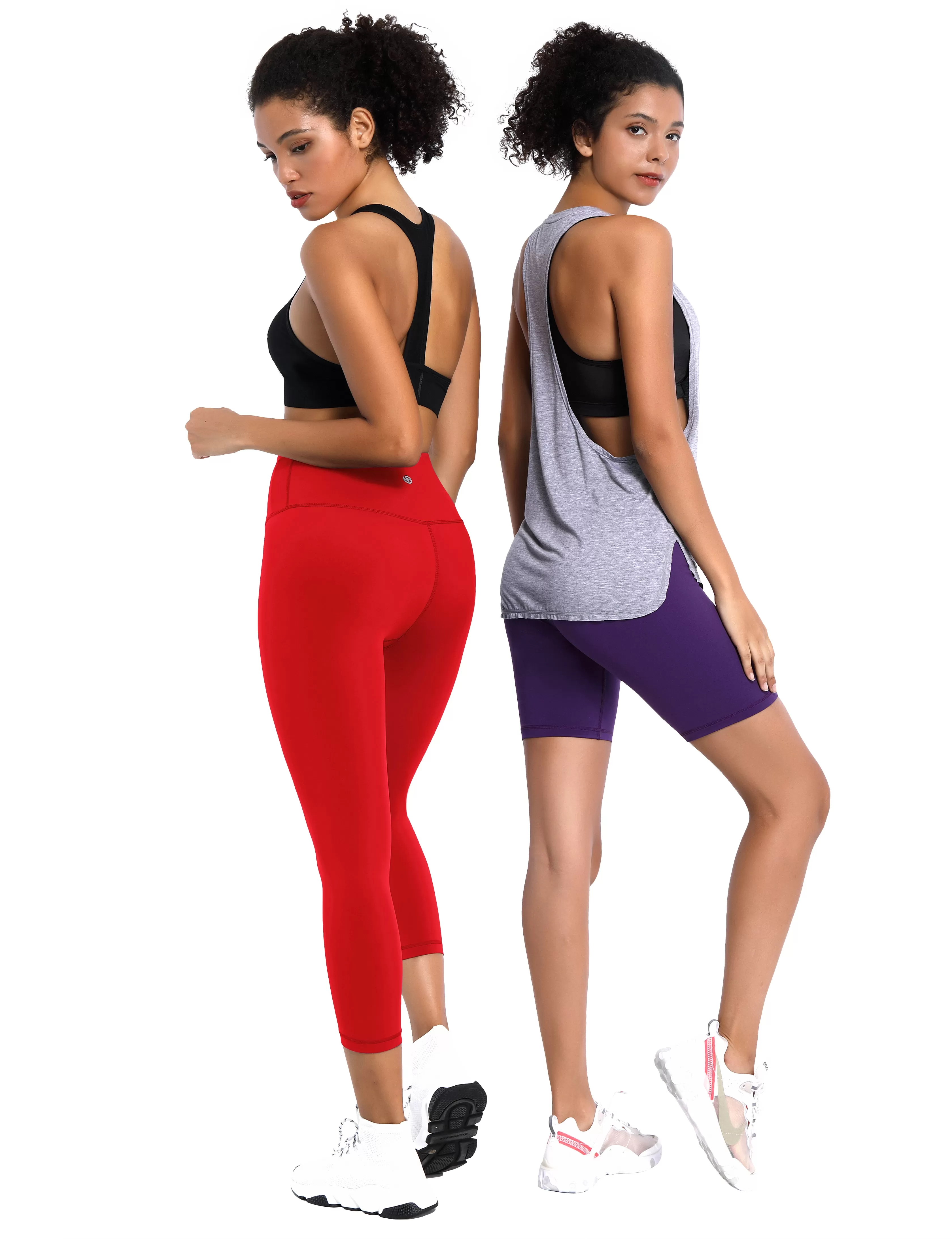 19" High Waist Crop Tight Capris scarlet