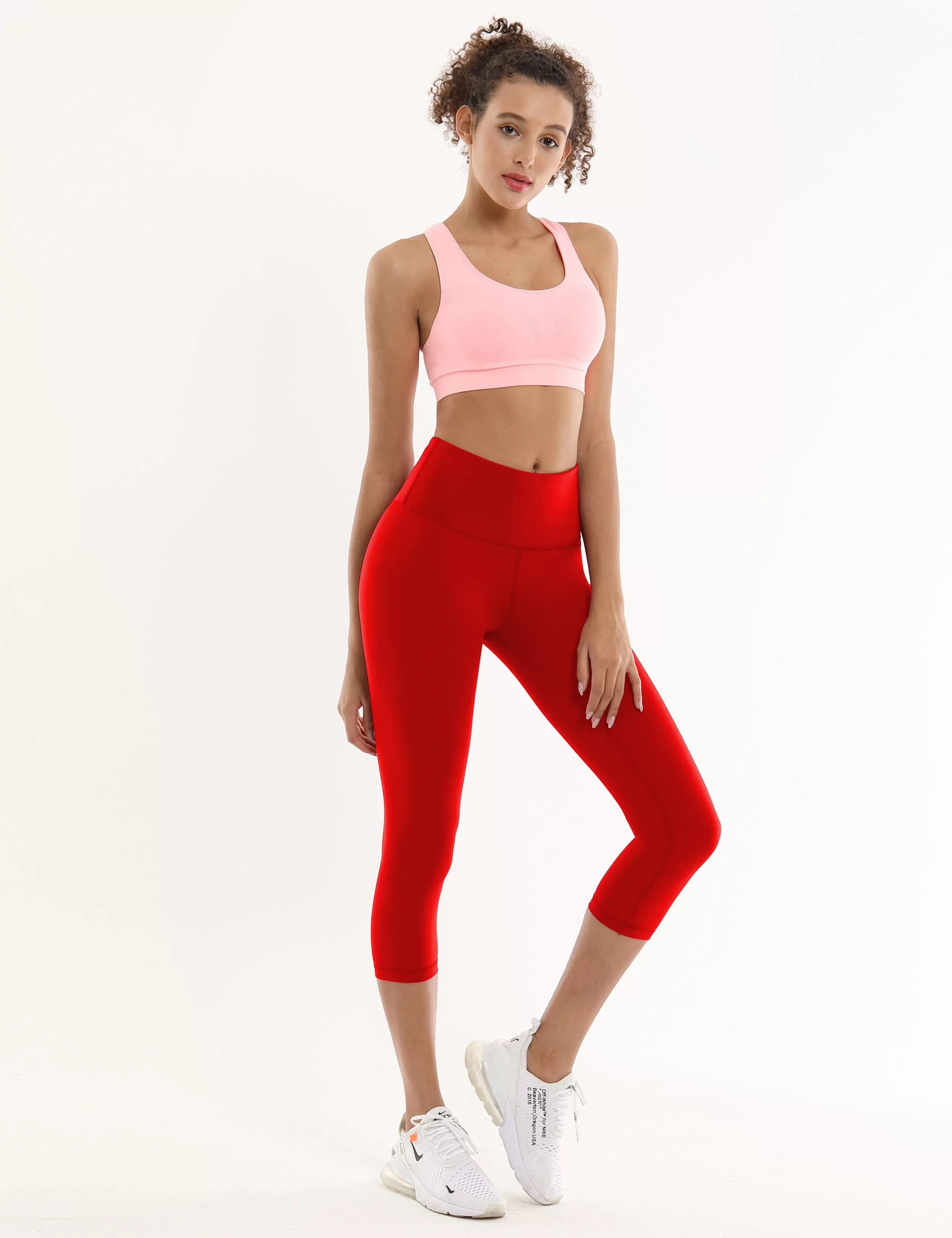 19" High Waist Crop Tight Capris scarlet