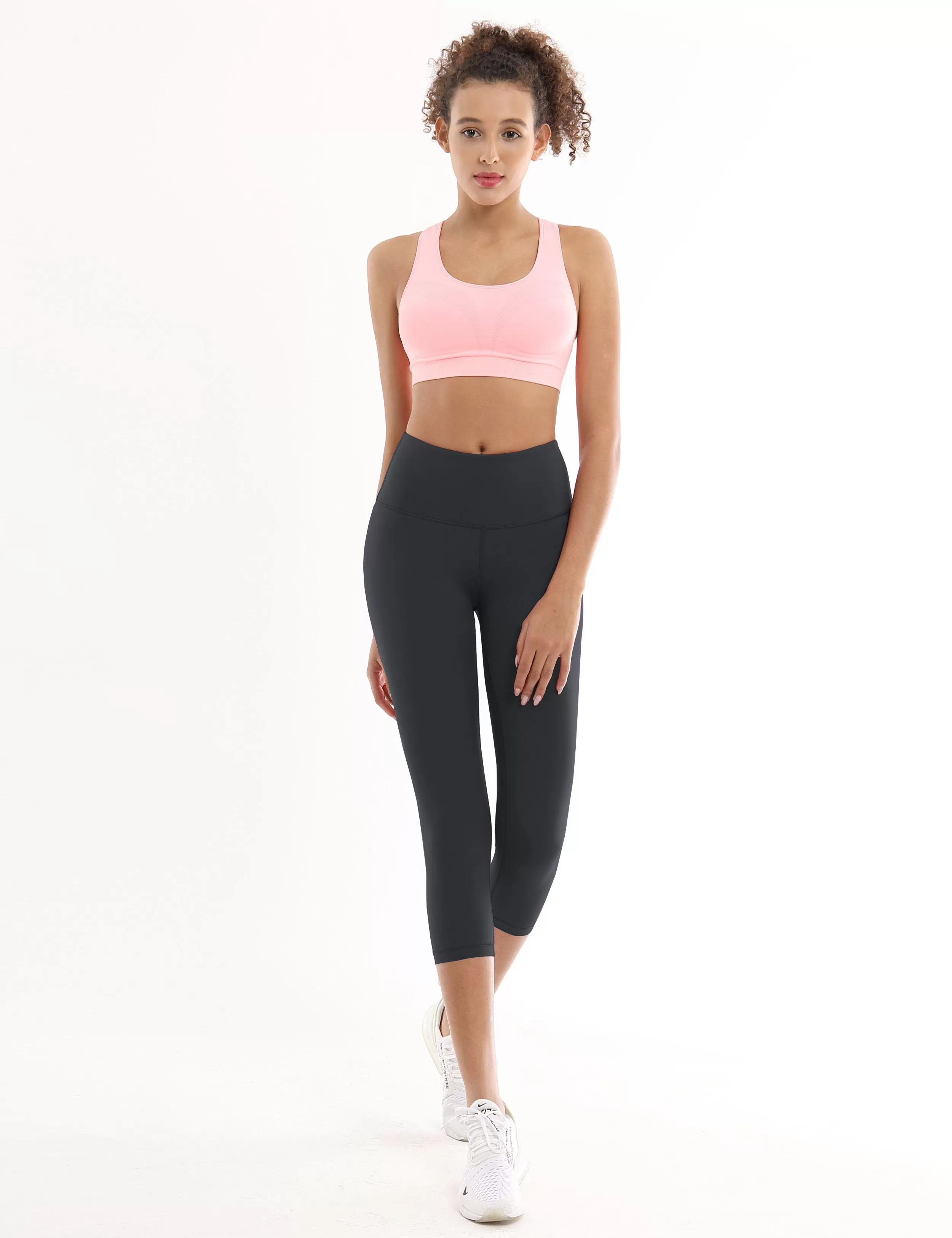 19" High Waist Crop Tight Capris shadowcharcoal