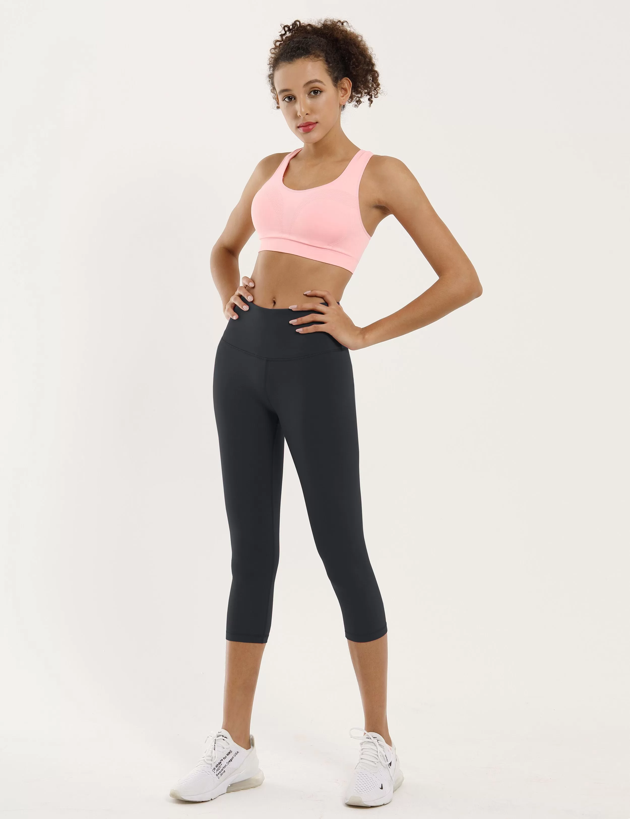 19" High Waist Crop Tight Capris shadowcharcoal