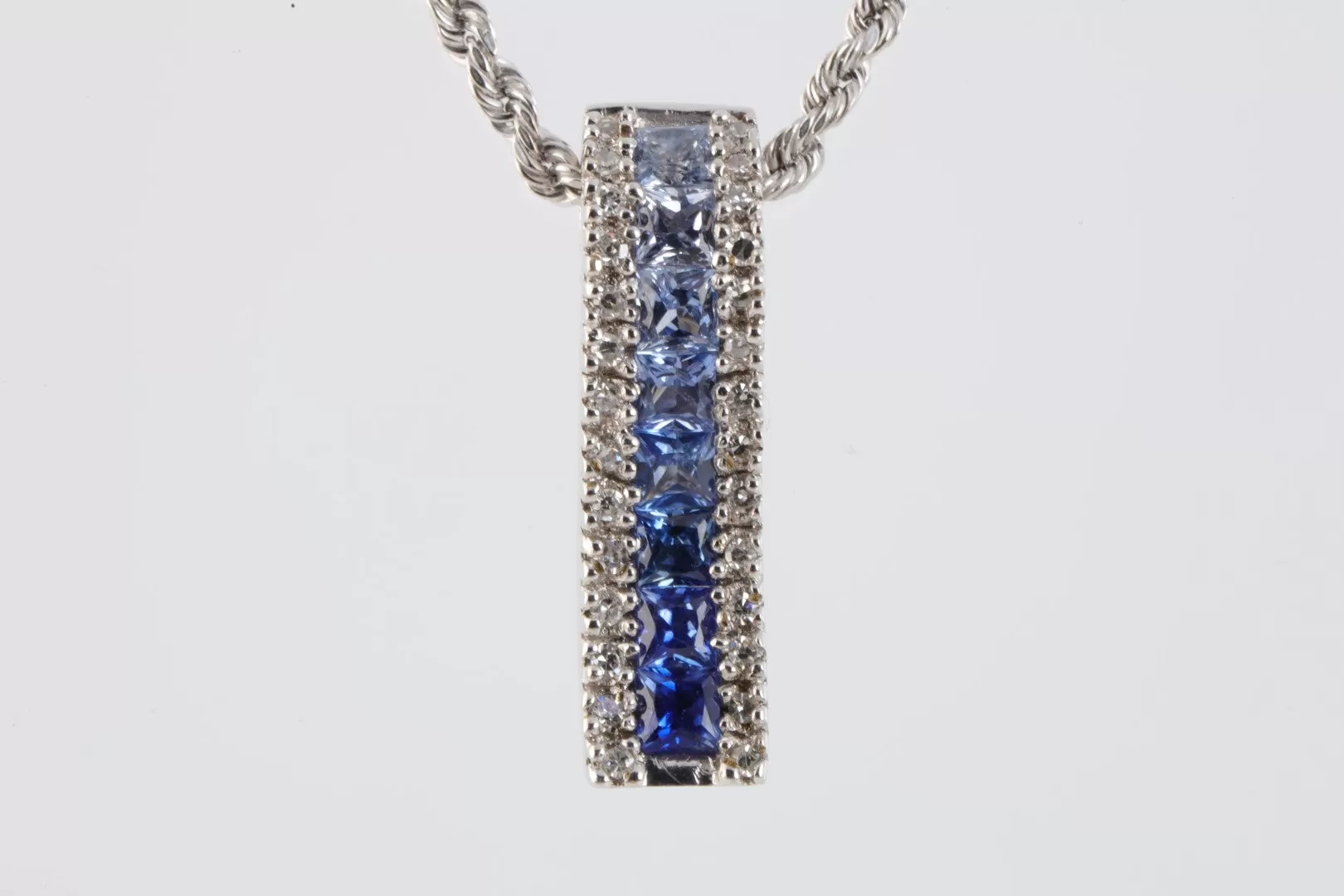 20" 14k White Gold 0.80tcw Topaz 0.14tcw Diamond Pendant Necklace (5.83g.)