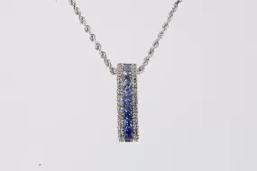 20" 14k White Gold 0.80tcw Topaz 0.14tcw Diamond Pendant Necklace (5.83g.)