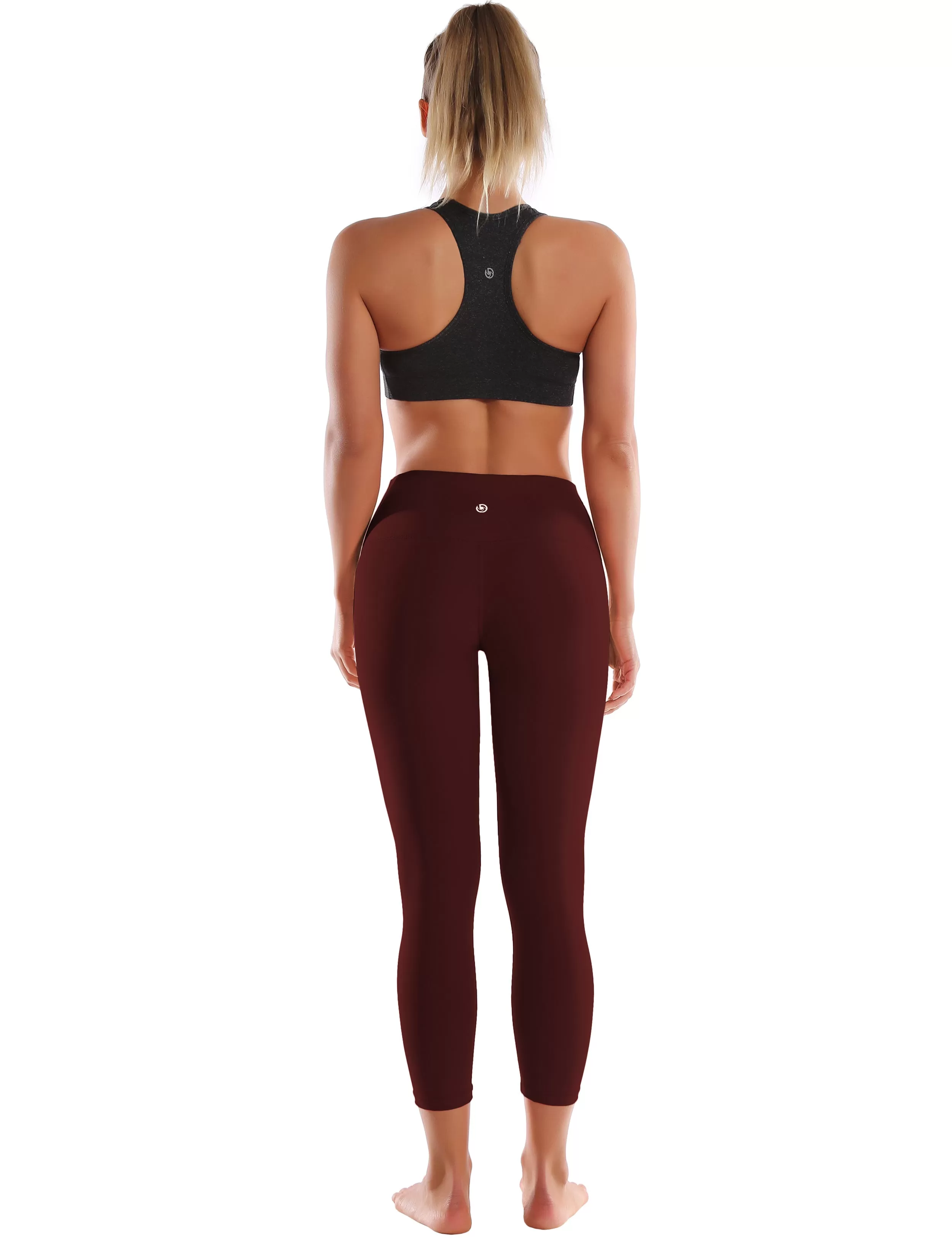 22 High Waist Crop Tight Capris mahoganymaroon_yogastudio