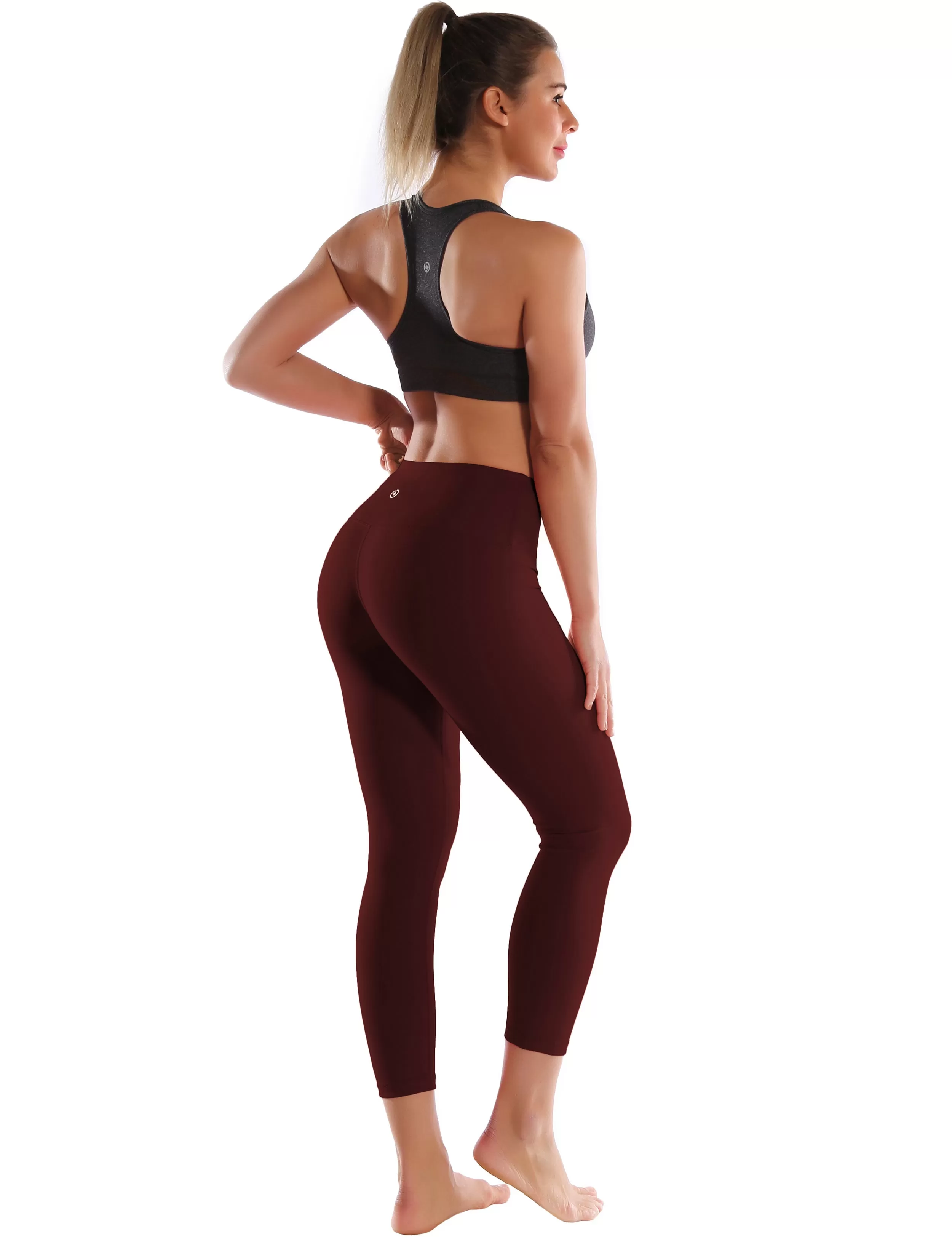 22 High Waist Crop Tight Capris mahoganymaroon_yogastudio