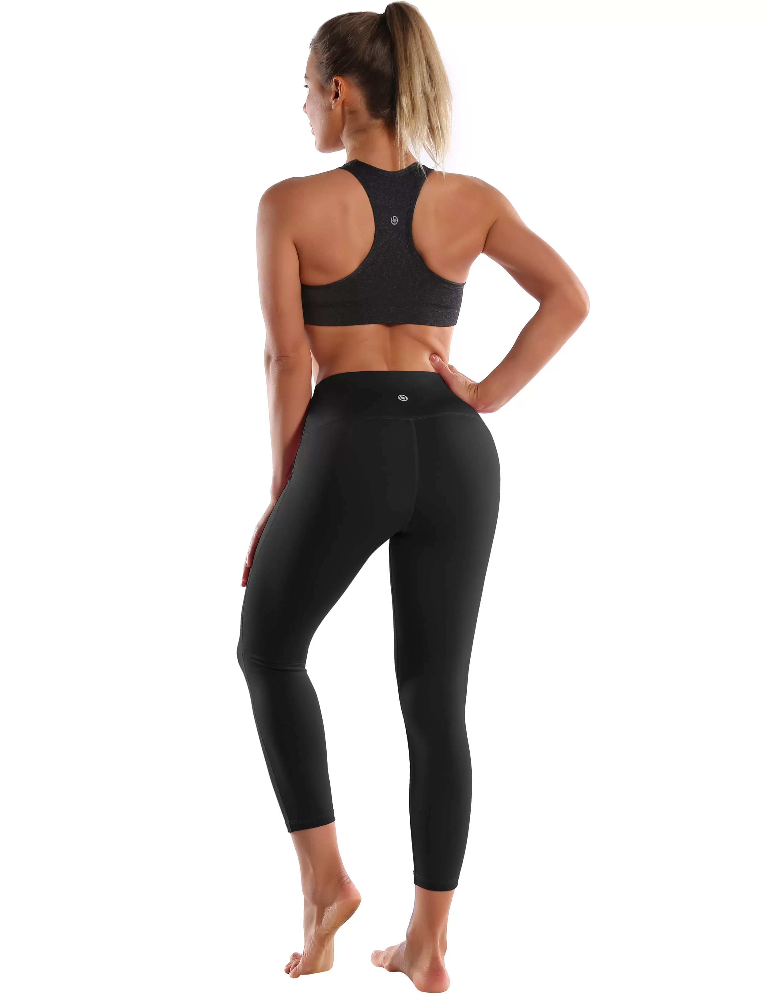 22" High Waist Side Line Capris black