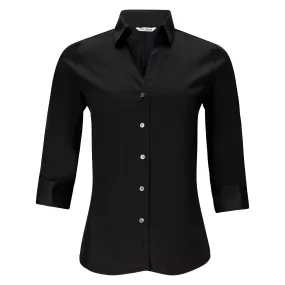 3/4 Sleeve Cotton Blouse - Black