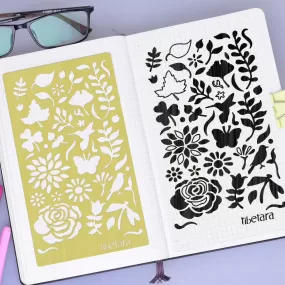 About  4*7 Brass Bullet journal stencil Flowers Stencil Nature Stencil planner accessories fits pocket, passport and field note 1pcs