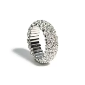 AFJ Diamond Collection - Flexible Ring with Diamonds, 18k White Gold