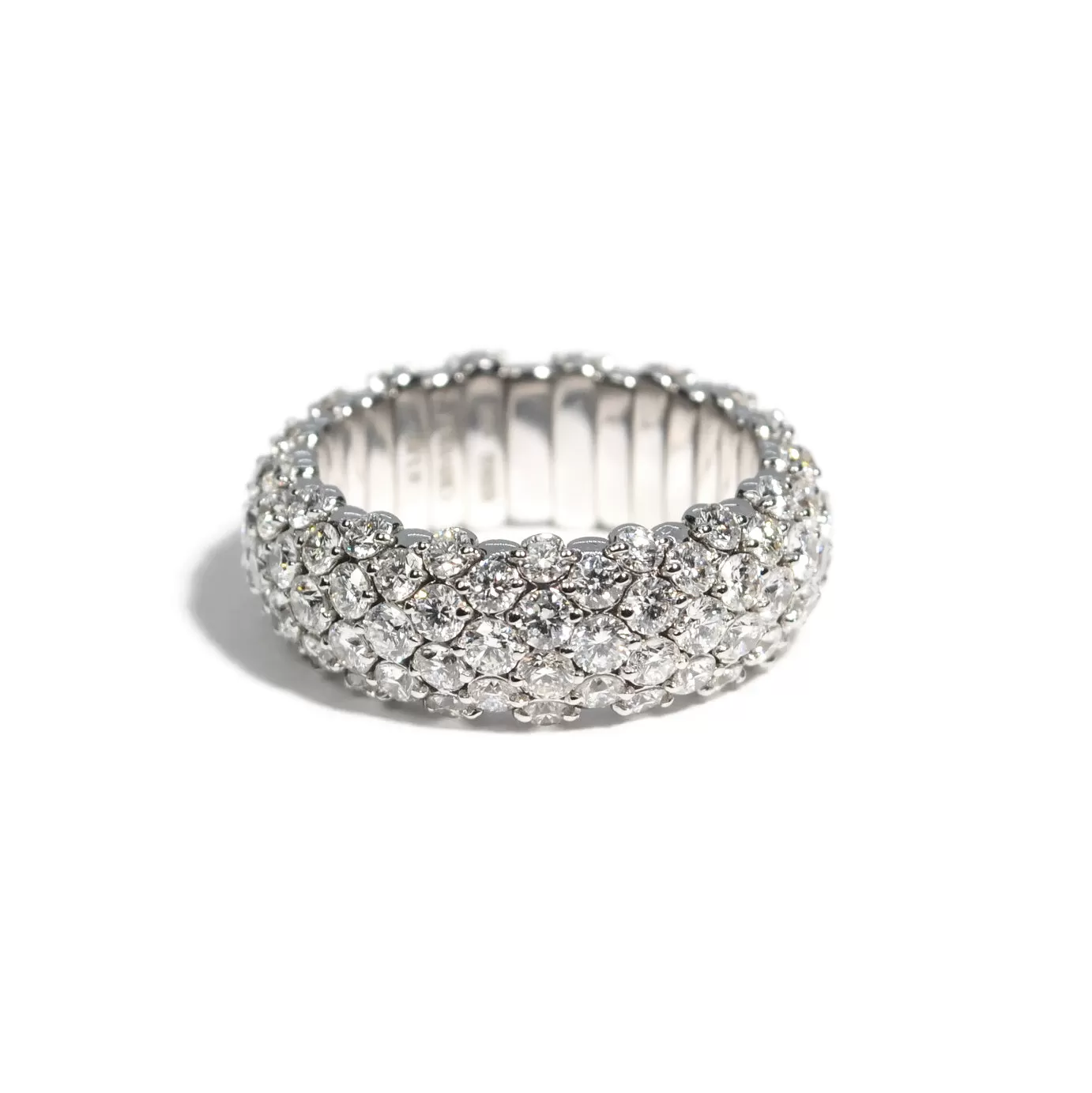 AFJ Diamond Collection - Flexible Ring with Diamonds, 18k White Gold