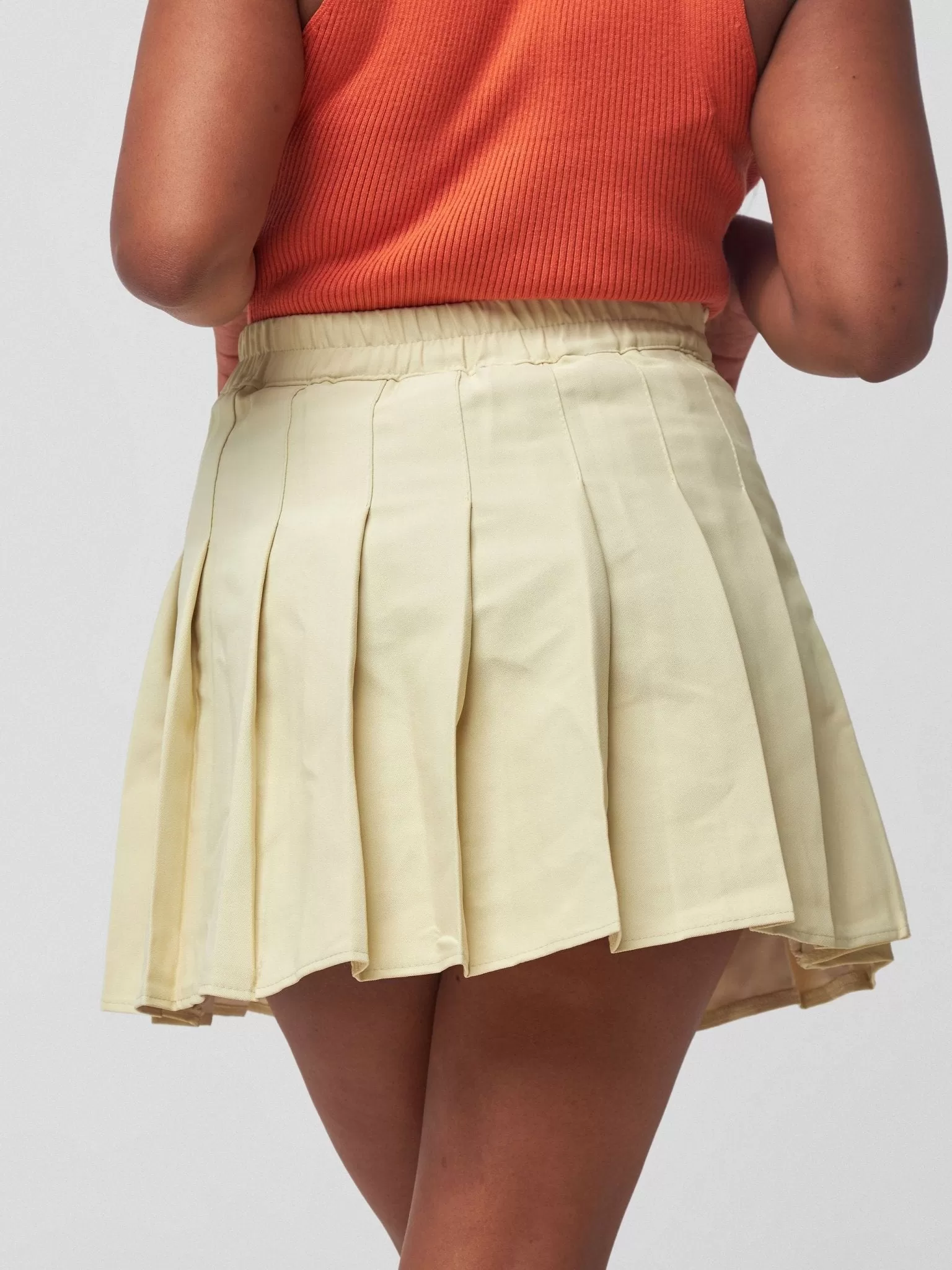 Anika Skater Stitched Down Pleated Skirt - Lime Yellow