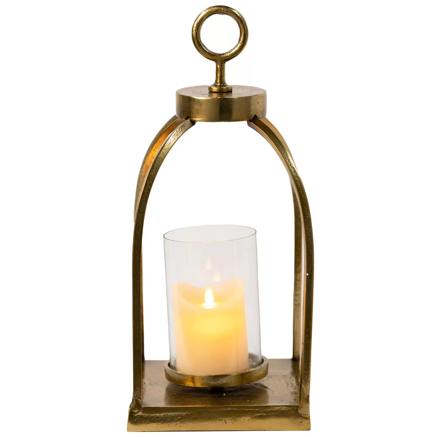 Antique Brass 44cm Amber Lantern