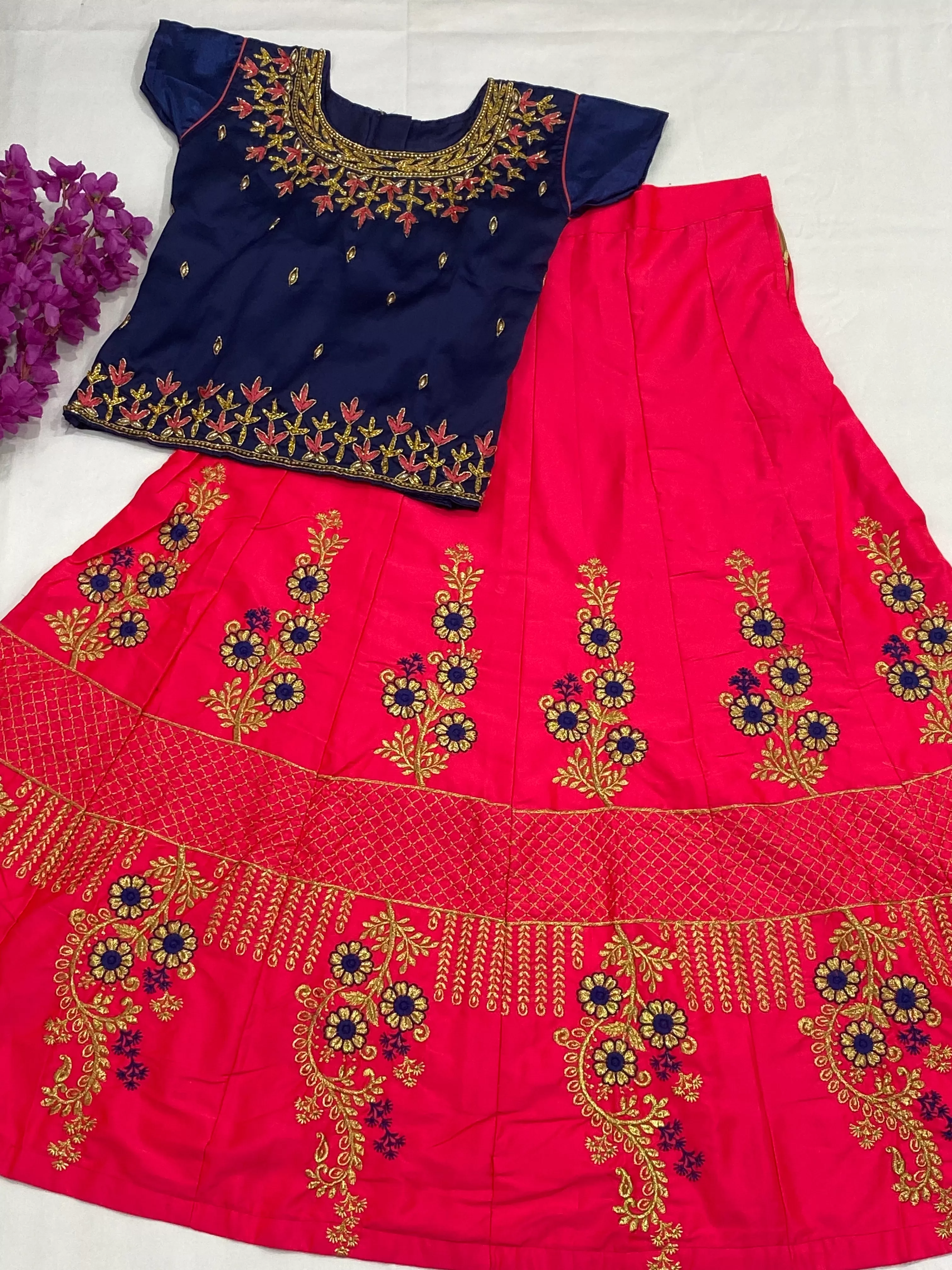 Appealing Pink Color Heavy Embroidery Work Lehenga Choli With Dupatta