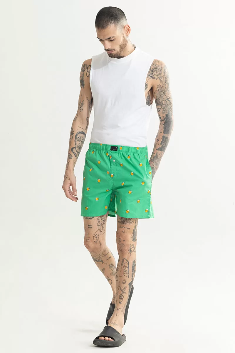 Beer Print Green Boxer