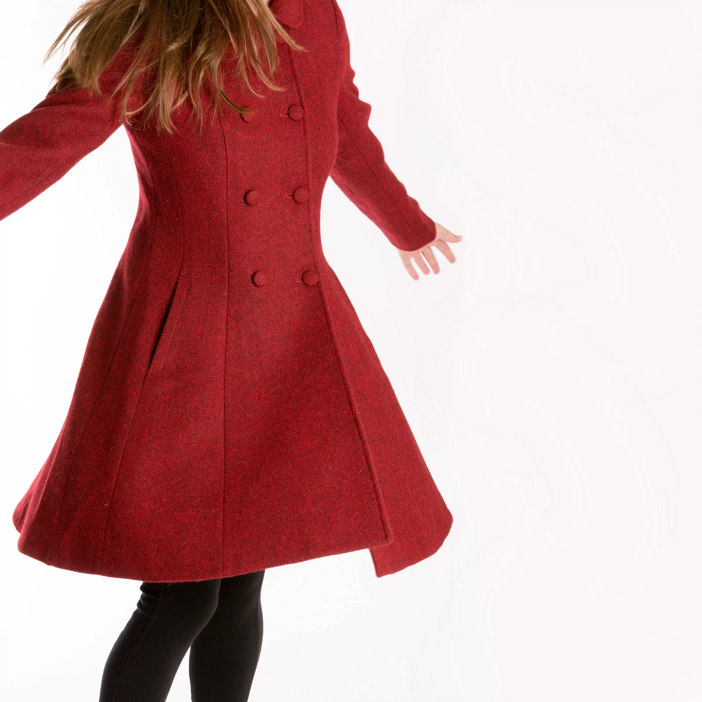 Belle Semi-Flare Harris Tweed Overcoat [3 Colors]