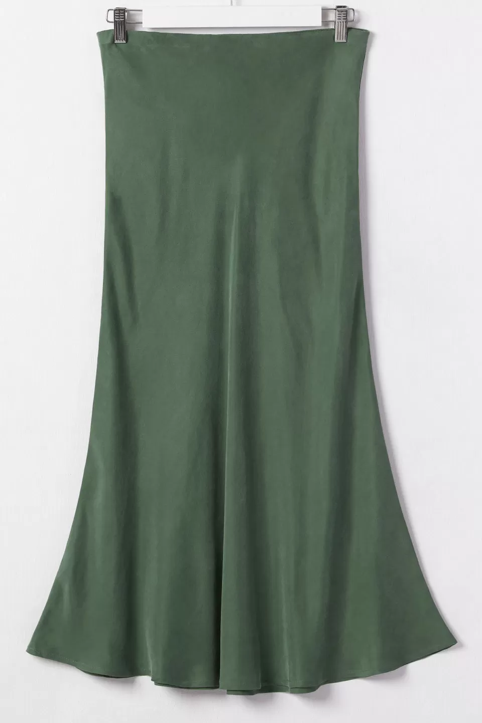 Beyond Khaki Cupro Bias Cut Midi Skirt