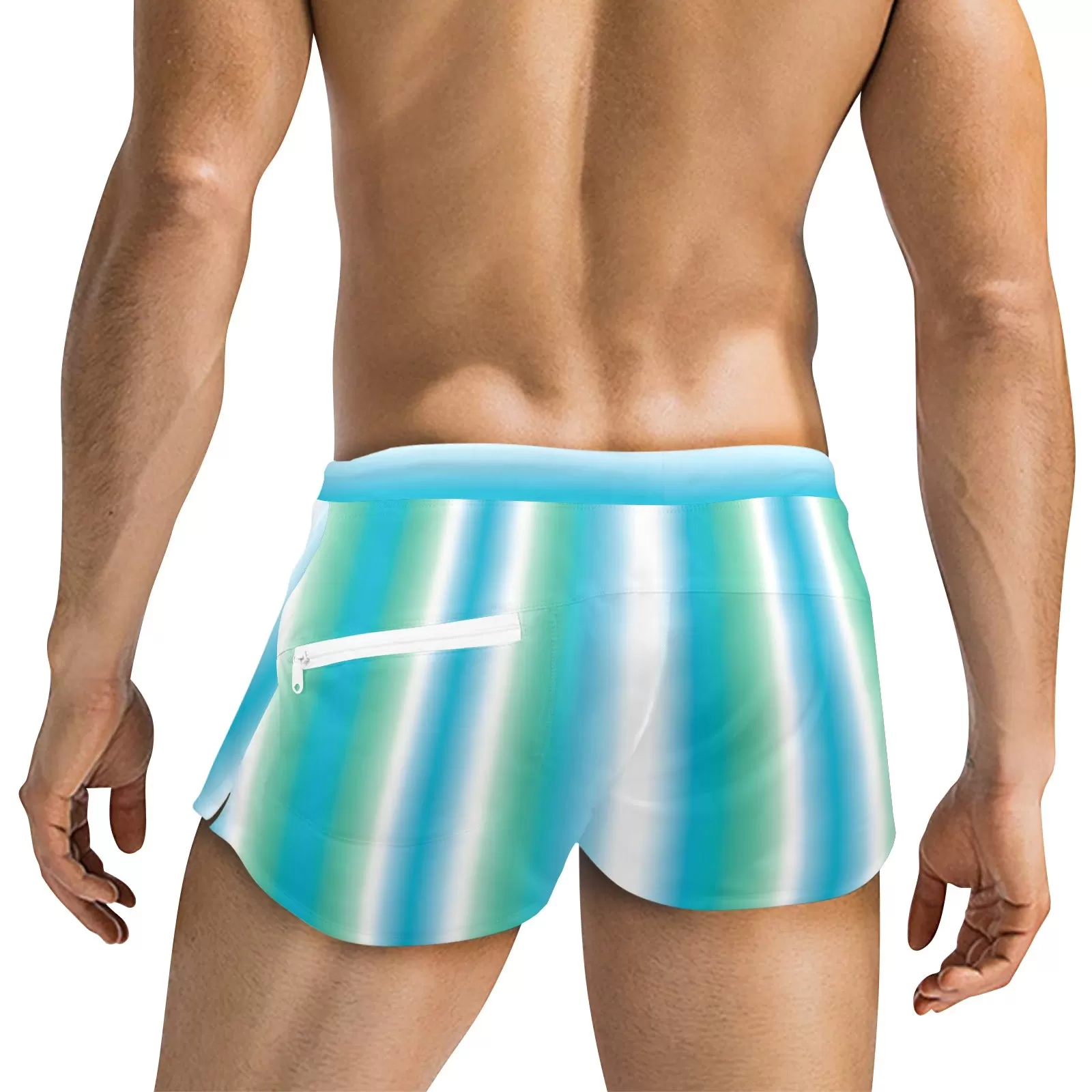 biscayne atoll white pattern print Men's Swim Trunks with Zipper Pocket (Model L71)