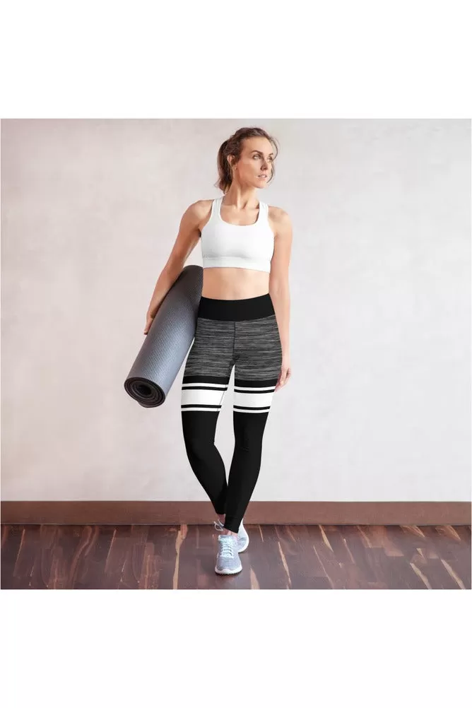 Black and White Mid Thigh Yoga Leggings