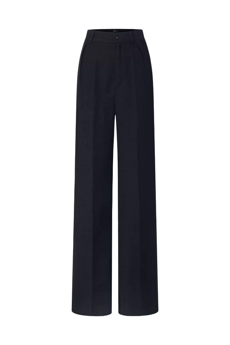 BLACK BARBARA TEXTURE STRAIGHT PANTS