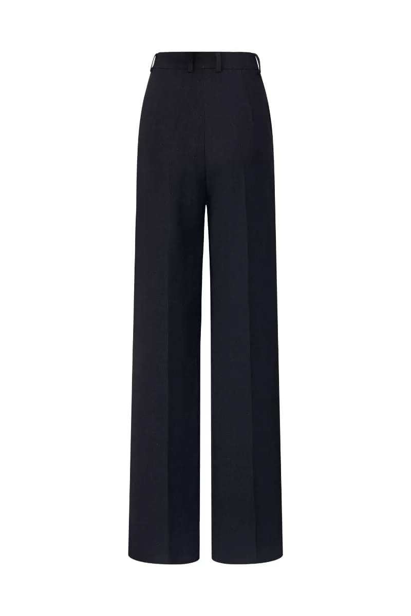 BLACK BARBARA TEXTURE STRAIGHT PANTS