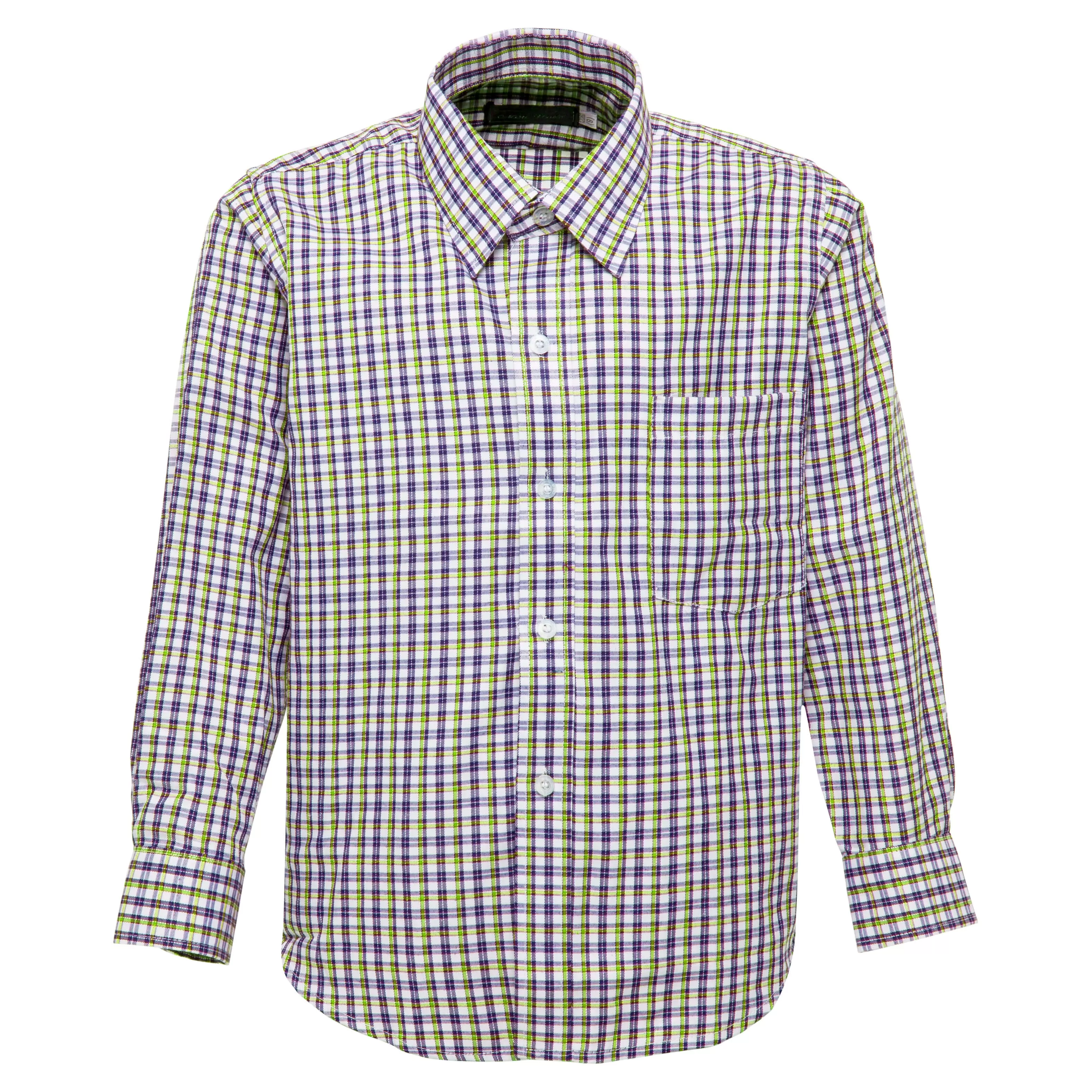 Boys Yellow and Navy Checkered Formal Shirt