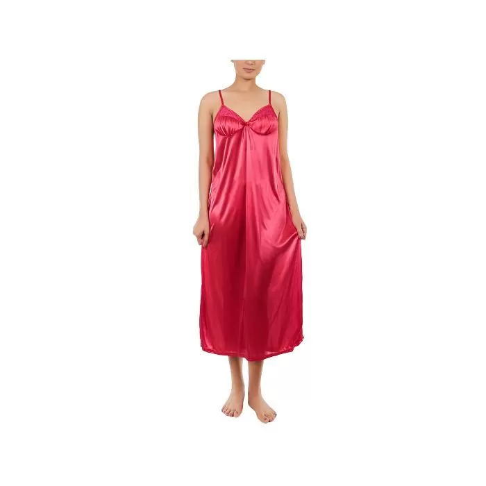 Bridal Nighty Women Nightwear 2 Piece Satin Nighty Set Best Silk Nighty in Pink