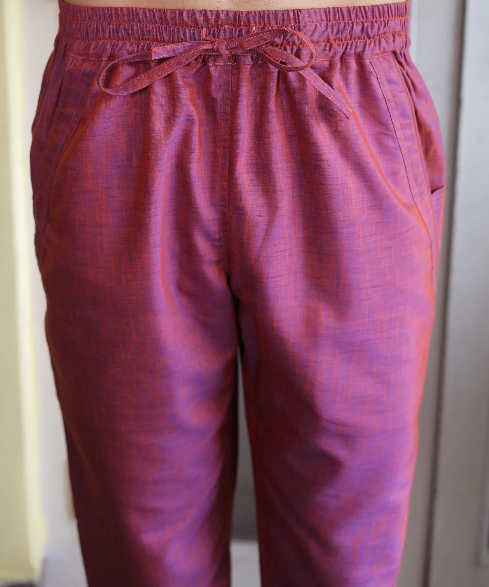 Burgundy Bliss Linen Kurta Pyjama Set