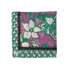 CafèNoir Flower printed scarf c7JU0106 S085 purple-green. Measures 190x90cm