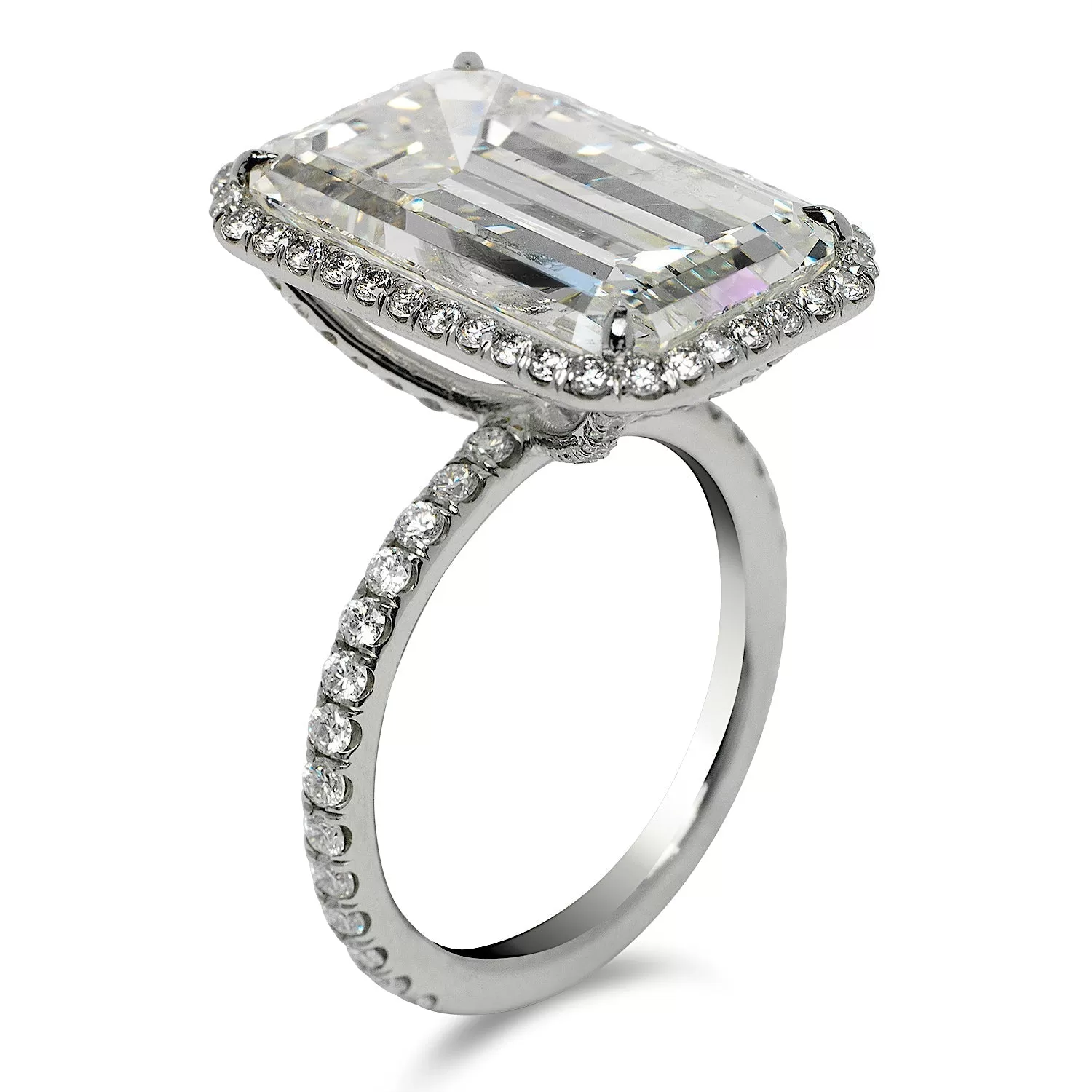 CARLA 13 CARAT EMERALD CUT F COLOR VS2 CLARITY DIAMOND HALO ENGAGEMENT RING PLATINUM CERTIFIED 12 CT F VS2 BY MIKE NEKTA