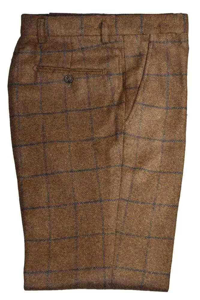 Cavani Kemson Tweed Brown Men's Slim Fit Trousers