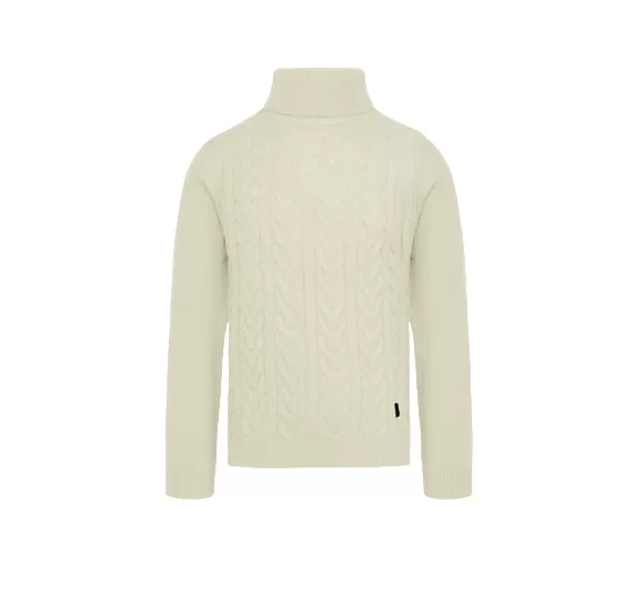 Censured Men's turtleneck sweater with braided pattern MM6287TWAC3_01 ivory white