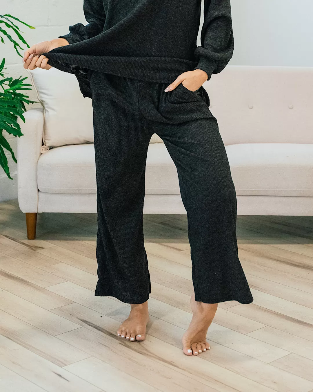 Charcoal Ribbed Comfy Bottoms