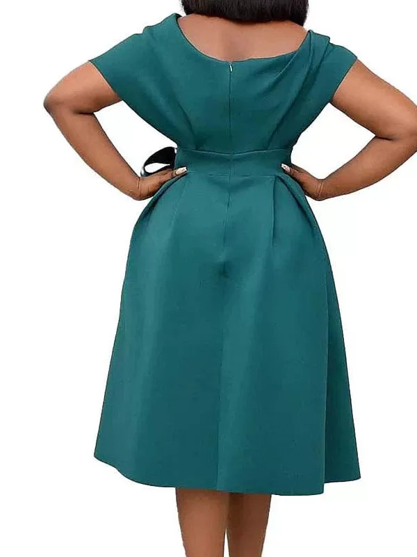 Classic V-Neck Knee Length Midi Dress for Women Plus Size