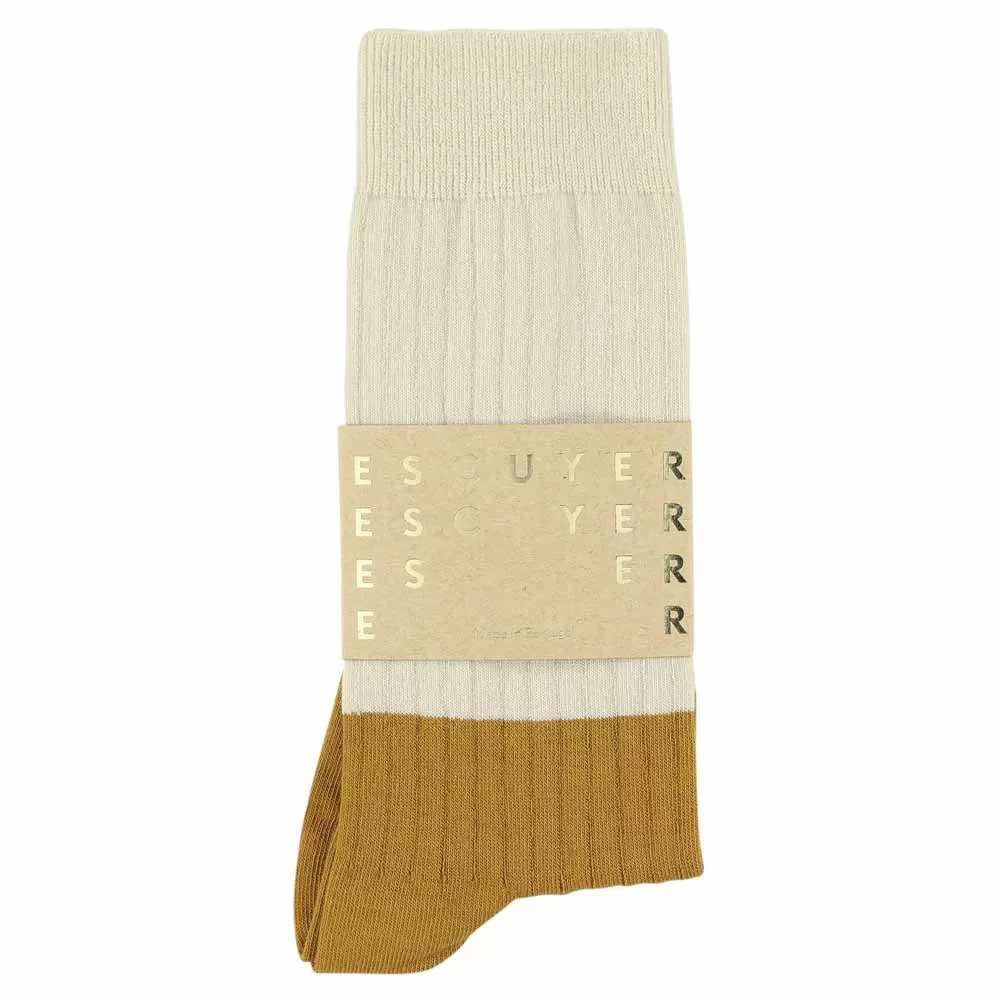 Colour Block Socks Ecru / Mustard