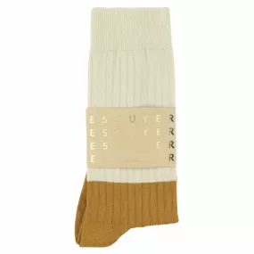 Colour Block Socks Ecru / Mustard