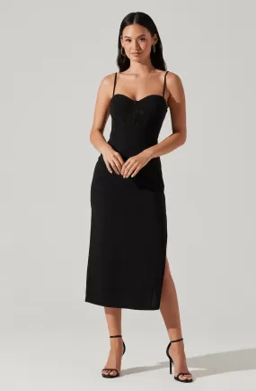 Contrast Mesh Bustier Midi Dress