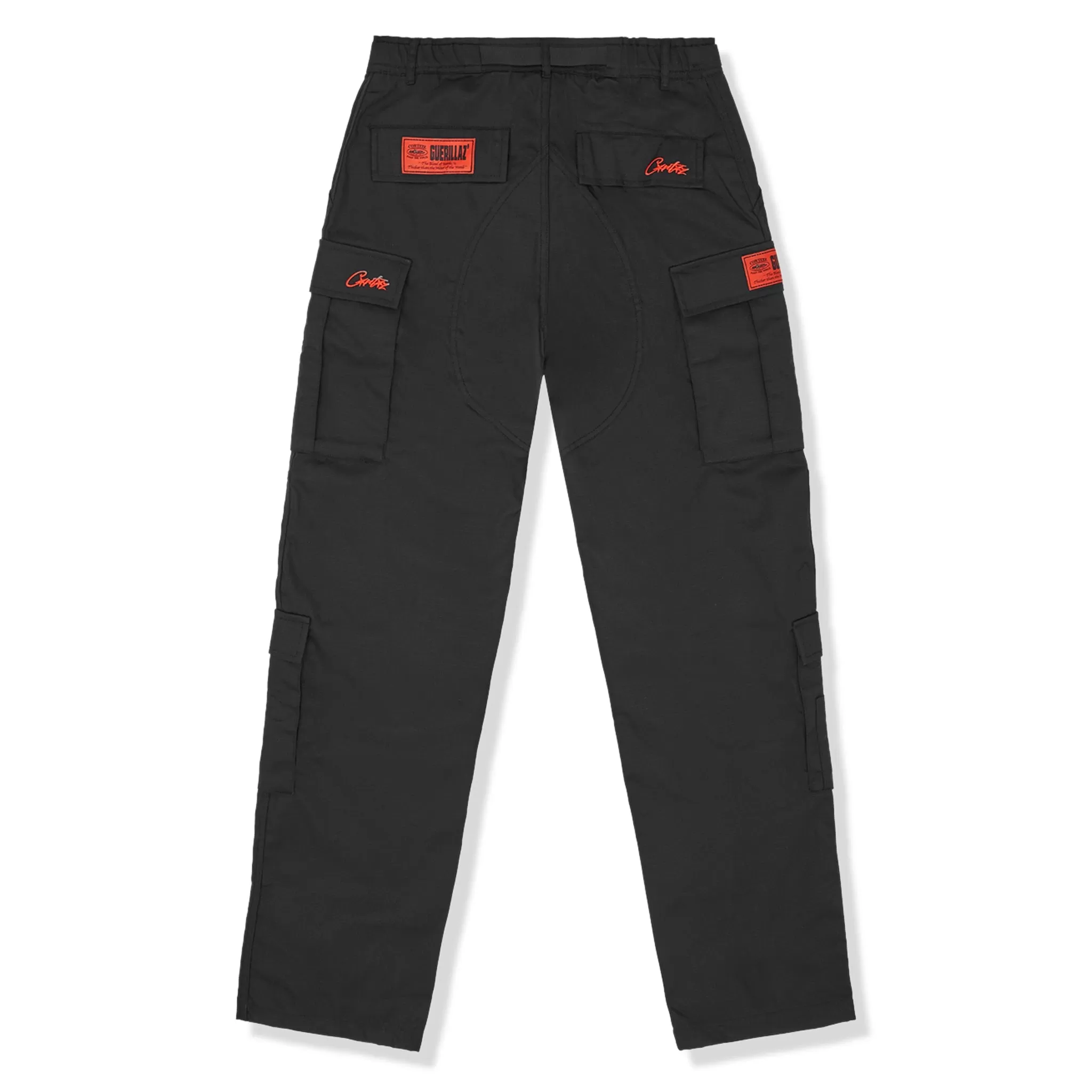 Corteiz Guerillaz Black Red Cargo Pants