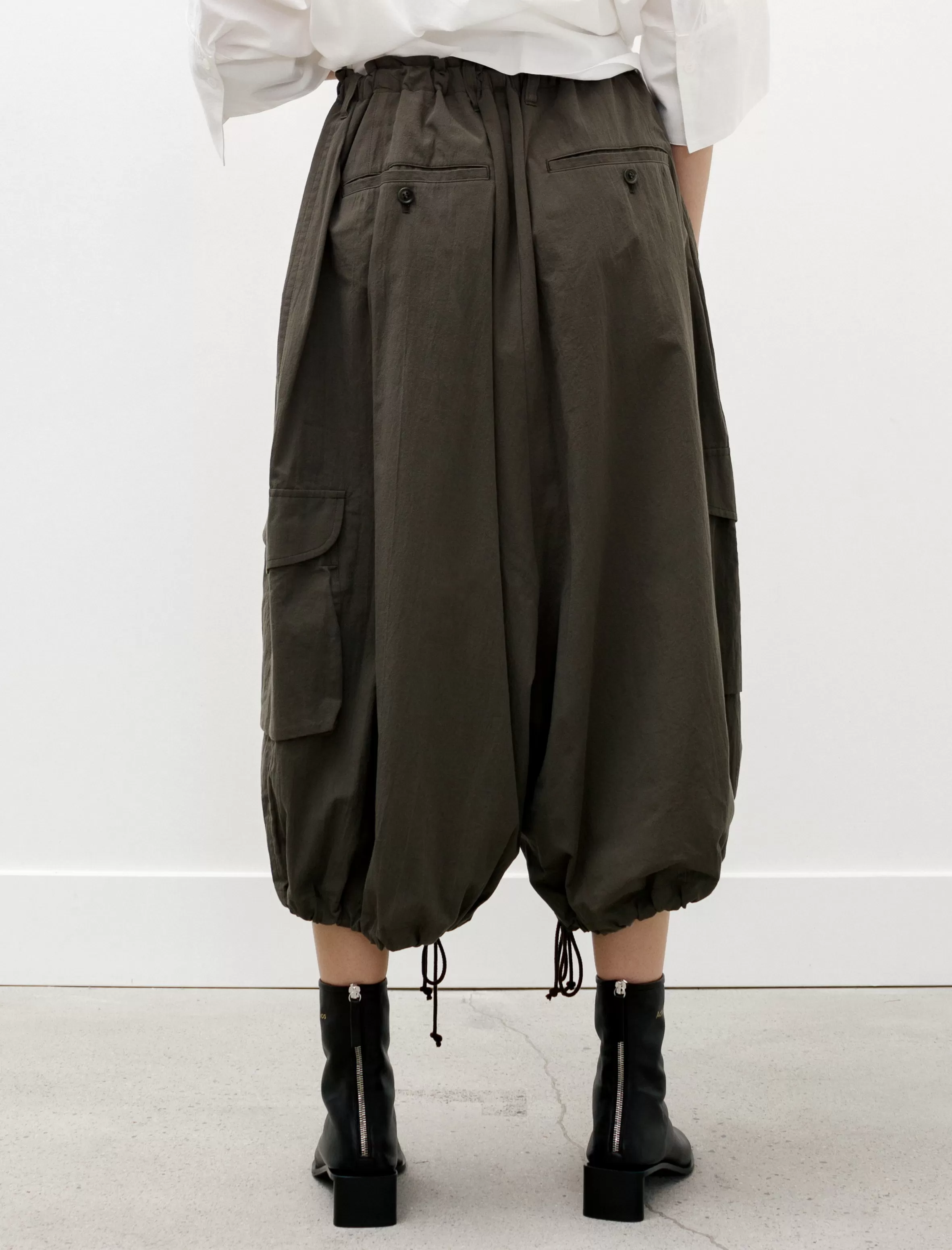 Cropped Drawstring Cargo Pants Khaki